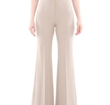 Women's Beige Bootcut Pants - High Waisted Flare Leggings G-Line