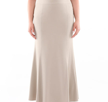 Women's Beige Fishtail Maxi Skirt | Regular & Plus Size G-Line