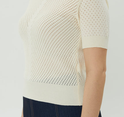 Beige Short Sleeve Blouse - G - Line