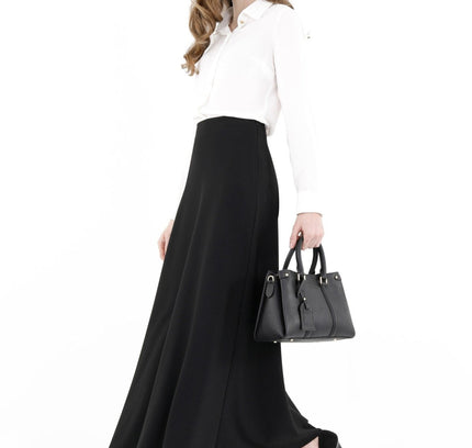 Black A-Line Style Comfy Maxi Dress Skirt - G-Line