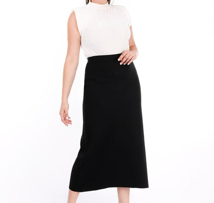 Black and Grey Double Faced Knit Skirt - G-Line