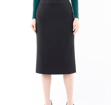 Black Back Vented Midi Pencil Skirt - G-Line