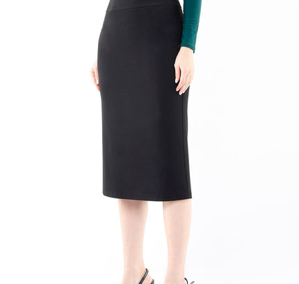 Black Back Vented Midi Pencil Skirt - G-Line