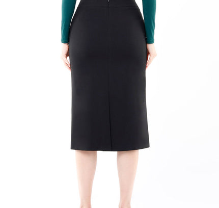 Black Back Vented Midi Pencil Skirt - G-Line