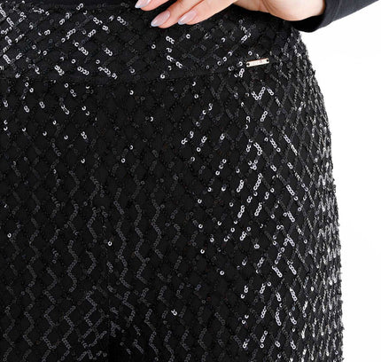 Black Cube Patterned Sequin Pants - G-Line