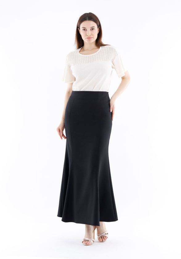 Black Fishtail Maxi Skirt - G-Line