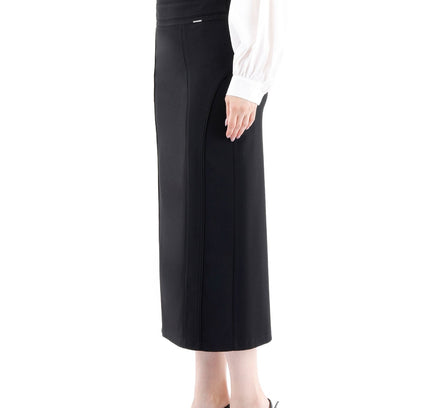 Black Midi Pencil Skirt - Elegant Office Wear - G-Line