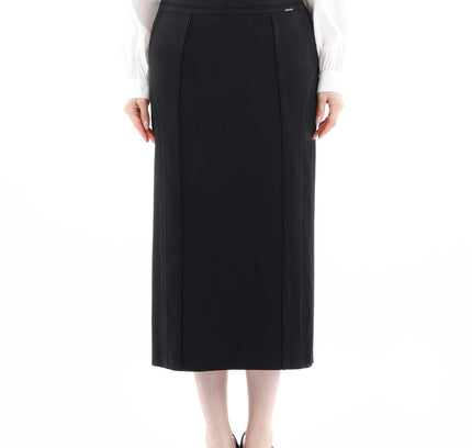 Black Midi Pencil Skirt - Elegant Office Wear - G-Line