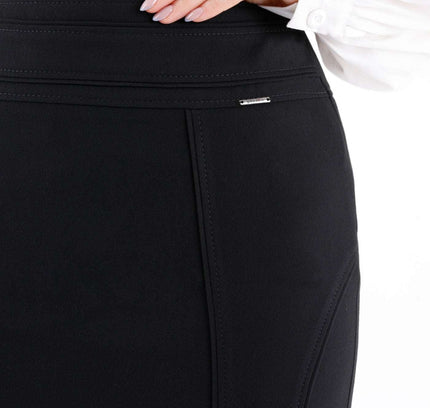 Black Midi Pencil Skirt - Elegant Office Wear - G-Line