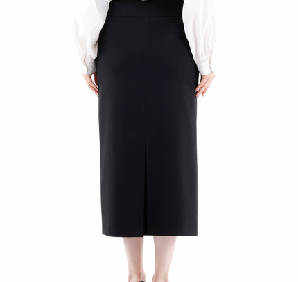 Black Midi Pencil Skirt - Elegant Office Wear - G-Line