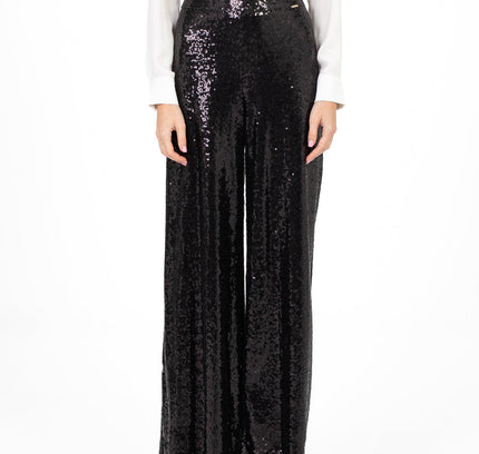 Black Sequin Wide Leg Pants - G-Line