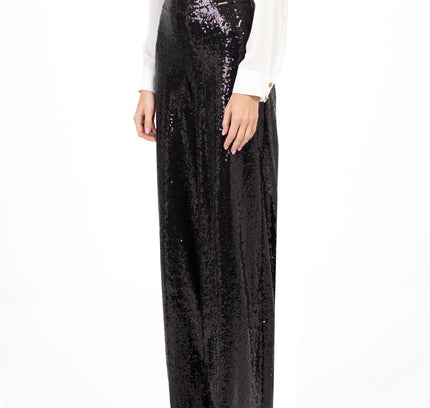 Black Sequin Wide Leg Pants - G-Line