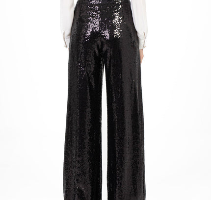 Black Sequin Wide Leg Pants - G-Line