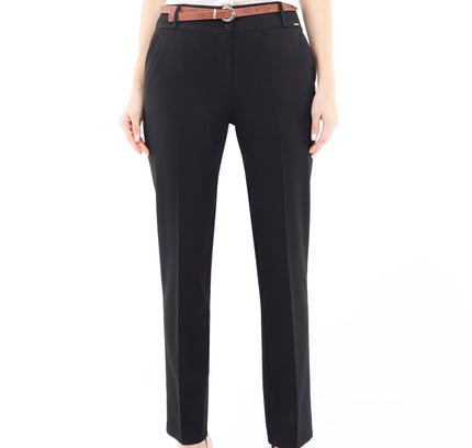 Black Straight Leg Pants with Pockets and Belt - G-Line