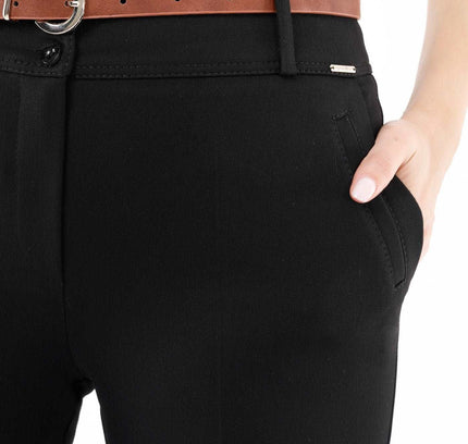 Black Straight Leg Pants with Pockets and Belt - G-Line