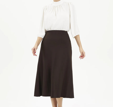 Brown A-Line Midi Skirts - G-Line