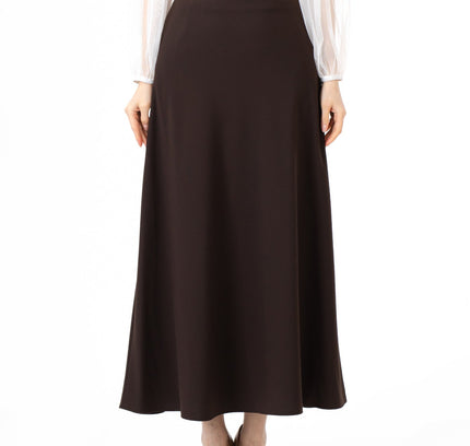 Brown A-Line Style Comfy Maxi Dress Skirt - G-Line