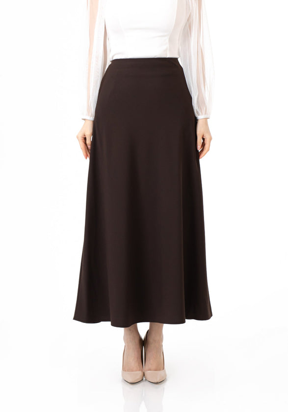 Brown A-Line Style Comfy Maxi Dress Skirt - G-Line