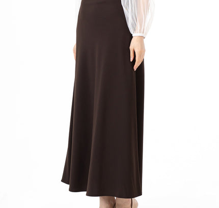 Brown A-Line Style Comfy Maxi Dress Skirt - G-Line