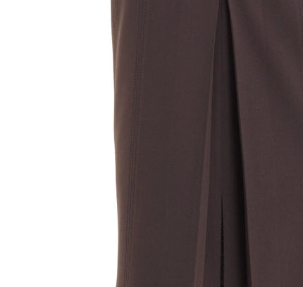 Brown Ankle Length Plus Size Back Split Maxi Skirt - G-Line