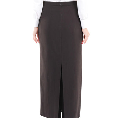 Brown Ankle Length Plus Size Back Split Maxi Skirt - G-Line