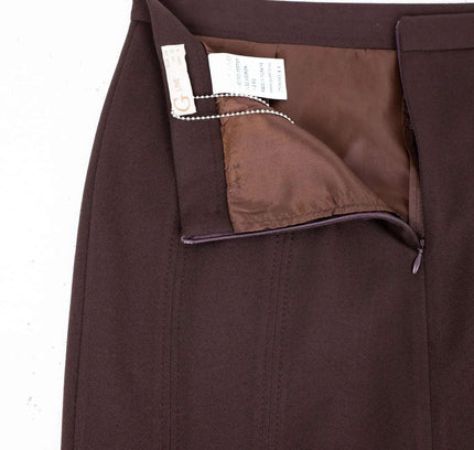 Brown Ankle Length Plus Size Back Split Maxi Skirt - G-Line