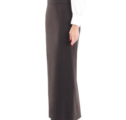 Brown Ankle Length Plus Size Back Split Maxi Skirt - G-Line