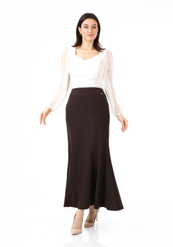 Brown Fishtail Maxi Skirt | Regular & Plus Size - G-Line