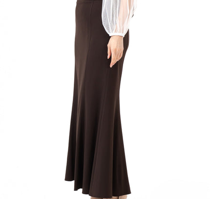 Brown Fishtail Maxi Skirt | Regular & Plus Size - G-Line