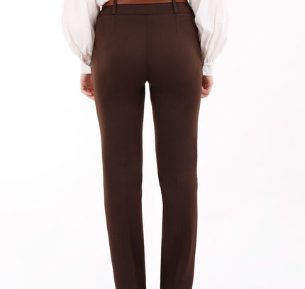 Brown Straight Leg Pants with Pockets and Belt - G - Line