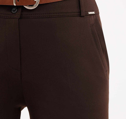 Brown Straight Leg Pants with Pockets and Belt - G - Line