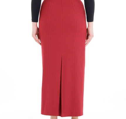 Burgundy Ankle Length Plus Size Back Split Maxi Skirt - G - Line