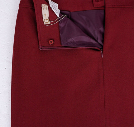 Burgundy Back Vented Midi Pencil Skirt - G - Line