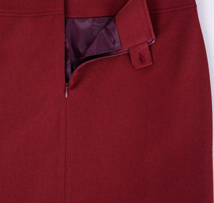 Burgundy Back Vented Midi Pencil Skirt - G - Line