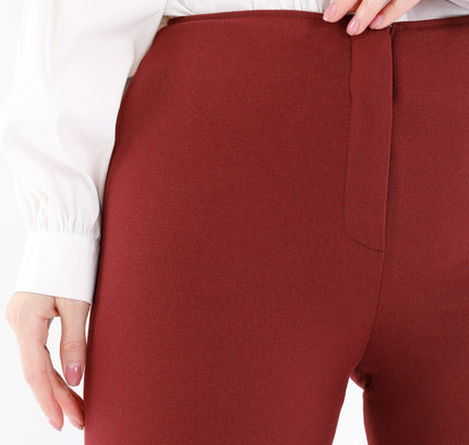 Burgundy Bootcut Pants - High Waisted Flare Trousers - G - Line