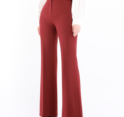 Burgundy Bootcut Pants - High Waisted Flare Trousers - G - Line