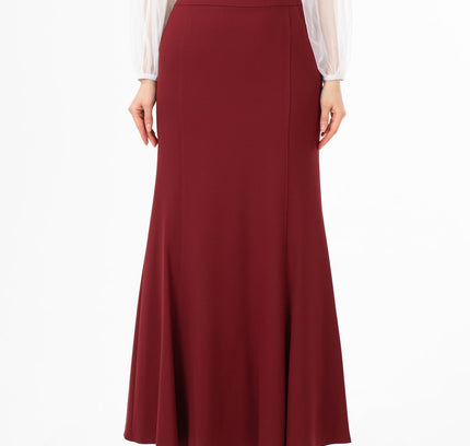 Burgundy Fishtail Maxi Skirt | Regular & Plus Size - G - Line