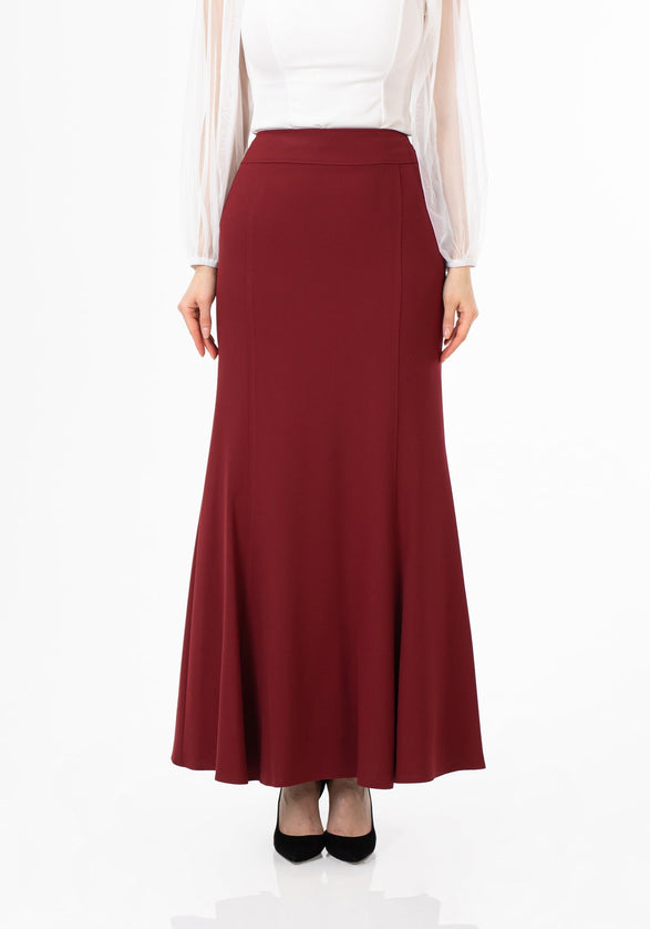 Burgundy Fishtail Maxi Skirt | Regular & Plus Size - G - Line