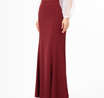 Burgundy Fishtail Maxi Skirt | Regular & Plus Size - G - Line