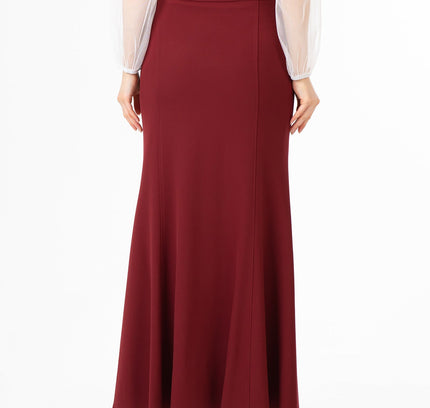 Burgundy Fishtail Maxi Skirt | Regular & Plus Size - G - Line