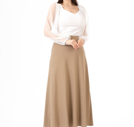 Camel A - Line Style Comfy Maxi Dress Skirt - G - Line