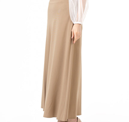 Camel A - Line Style Comfy Maxi Dress Skirt - G - Line