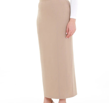 Camel Ankle Length Plus Size Back Split Maxi Skirt - G - Line