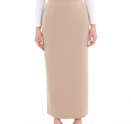 Camel Ankle Length Plus Size Back Split Maxi Skirt - G - Line