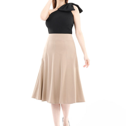 Camel Eight Gore Calf Length Midi Skirt for Every Occasion - G - Line