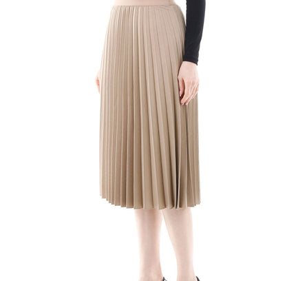 Camel Midi Thin Pleated Below The Knee Skirt - G - Line