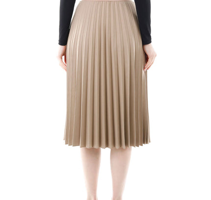 Camel Midi Thin Pleated Below The Knee Skirt - G - Line