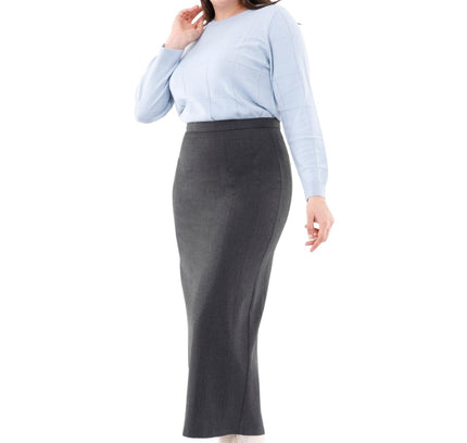 Charcoal Ankle Length Plus Size Back Split Maxi Skirt - G - Line