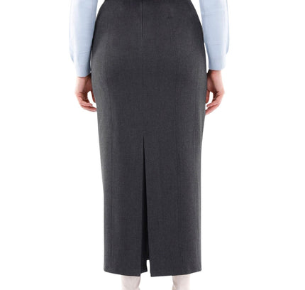 Charcoal Ankle Length Plus Size Back Split Maxi Skirt - G - Line