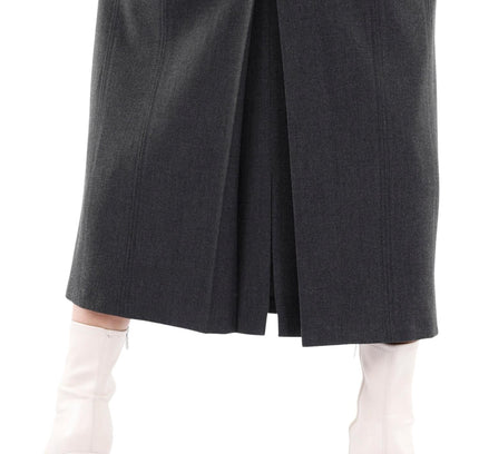 Charcoal Ankle Length Plus Size Back Split Maxi Skirt - G - Line